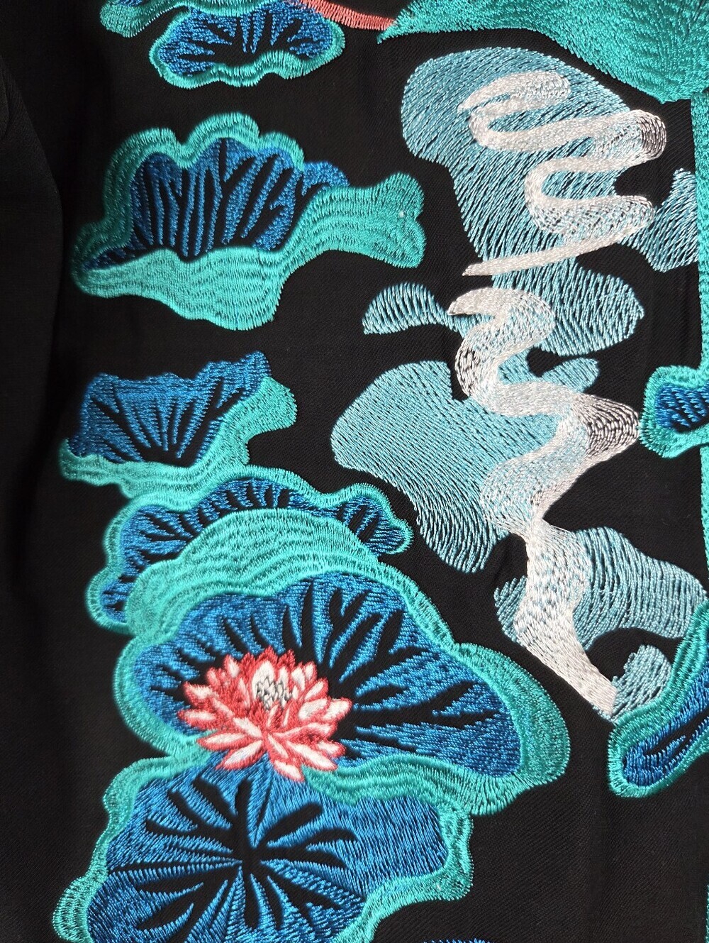 Topshop Embroidered Kimono Jacket Black Asian Graphic Back Print Size US 6 Boho - Picture 7 of 16